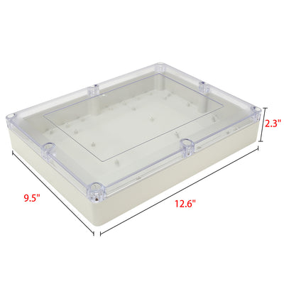 Harfington Uxcell 12.6"x9.5"x2.3"(320mmx240mmx60mm) ABS Junction Box Universal Project Enclosure w PC Transparent Cover