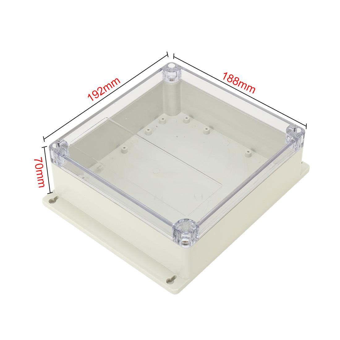 uxcell Uxcell 7.6"x7.4"x2.8"(192mmx188mmx70mm) ABS Junction Box Universal Project Enclosure w PC Transparent Cover