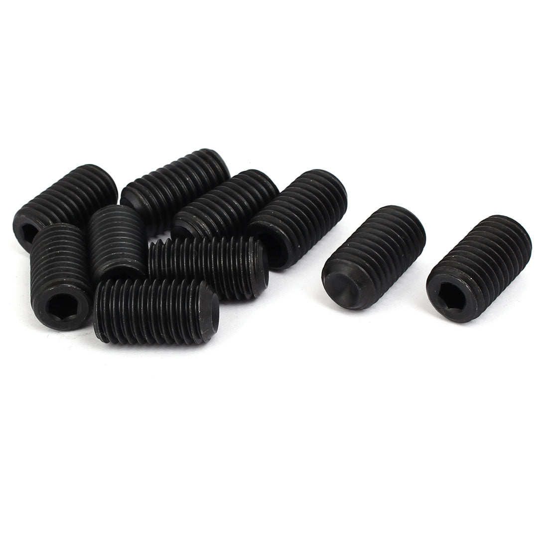 uxcell Uxcell M14 Dia 25mm Length Head Hex Socket Cup Point Grub Screw Black DIN916 10pcs
