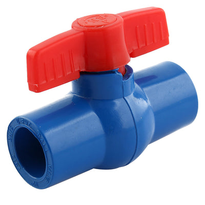 uxcell Uxcell Water Supply 20mm to 20mm Full Port U-PVC Ball Valve Pipe Fitting Red Blue 78mm Long