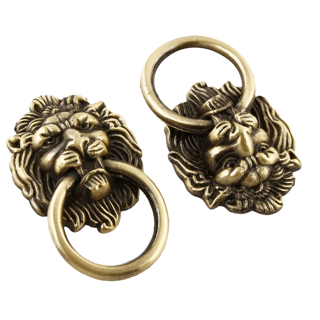 uxcell Uxcell Metal Lion Head Design Furniture Drawer Cabinet Door Ring Pull Handle Bronze Tone 2pcs