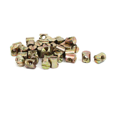 Harfington Uxcell 40pcs M6x11mm Barrel Bolt Cross Dowel Slotted Furniture Nut for Beds Chairs