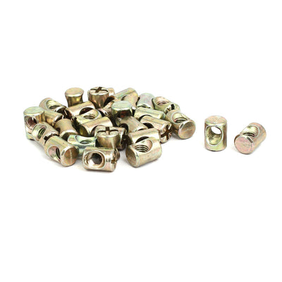 Harfington Uxcell 30pcs M6x13mm Barrel Bolt Cross Dowel Slotted Furniture Nut for Beds Chairs