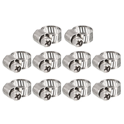 Harfington Uxcell 10 Pcs 6-12mm Hole Dia Metal Adjustable Cable Tight  Gear Hose Clamp