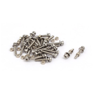 Harfington Uxcell M1.6x10mm 304 Stainless Steel Phillips Pan Head Bolt Screw Nut w Washer 25 Sets