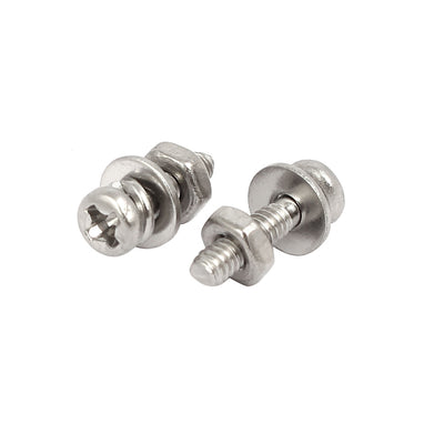 Harfington Uxcell M2x8mm 304 Stainless Steel Phillips Pan Head Bolt Screw Nut w Washer 25 Sets
