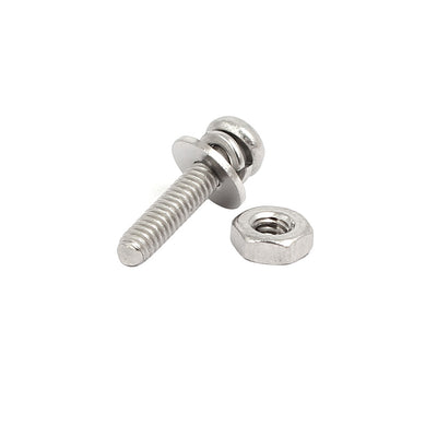 Harfington Uxcell M2x10mm 304 Stainless Steel Phillips Pan Head Bolt Screw Nut w Washer 25 Sets