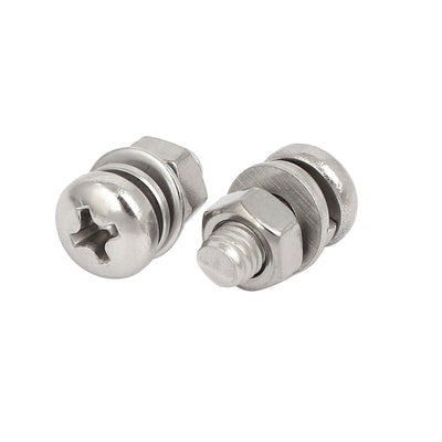 Harfington Uxcell M5x12mm 304 Stainless Steel Phillips Pan Head Bolt Screw Nut w Washer 12 Sets