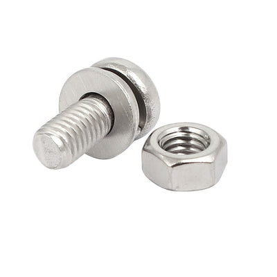Harfington Uxcell M5x12mm 304 Stainless Steel Phillips Pan Head Bolt Screw Nut w Washer 12 Sets