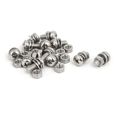 uxcell Uxcell M5x12mm 304 Stainless Steel Phillips Pan Head Bolt Screw Nut w Washer 12 Sets