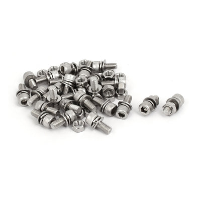 uxcell Uxcell M5x12mm 304 Stainless Steel Hex Socket Head Cap Bolt Screw Nut w Washer 25 Sets