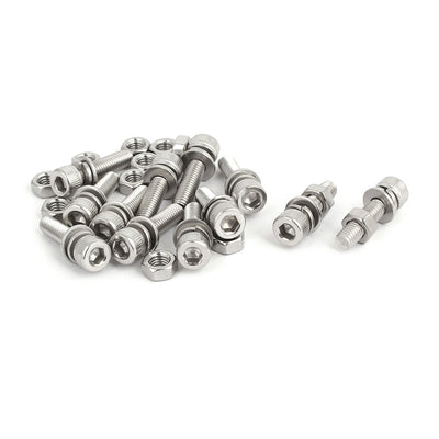 Harfington Uxcell M5x20mm 304 Stainless Steel Hex Socket Head Cap Bolt Screw Nut w Washer 12 Sets