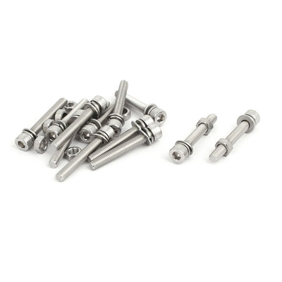 uxcell Uxcell M5x35mm 304 Stainless Steel Hex Socket Head Cap Bolt Screw Nut w Washer 12 Sets
