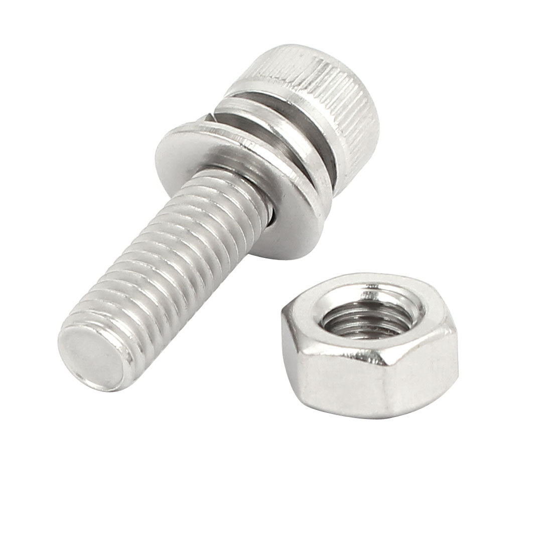 uxcell Uxcell M6x22mm 304 Stainless Steel Hex Socket Head Cap Bolt Screw Nut w Washer 8 Sets