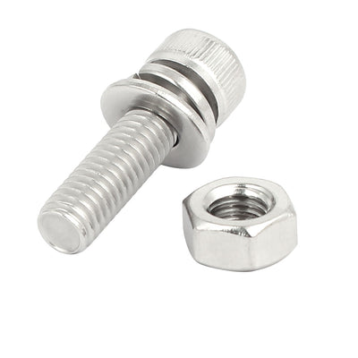 Harfington Uxcell M6x22mm 304 Stainless Steel Hex Socket Head Cap Bolt Screw Nut w Washer 8 Sets