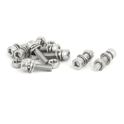 Harfington Uxcell M6x22mm 304 Stainless Steel Hex Socket Head Cap Bolt Screw Nut w Washer 8 Sets