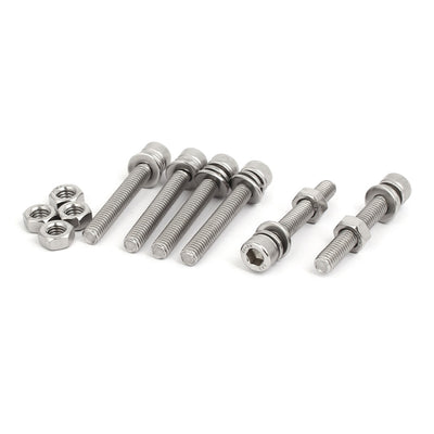 uxcell Uxcell M6x40mm 304 Stainless Steel Hex Socket Head Cap Bolt Screw Nut w Washer 6 Sets