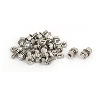 uxcell Uxcell M4x10mm 304 Stainless Steel Hex Socket Head Cap Bolt Screw Nut w Washer 18 Sets
