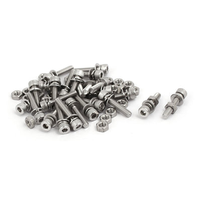 uxcell Uxcell M4x20mm 304 Stainless Steel Hex Socket Head Cap Bolt Screw Nut w Washer 25 Sets