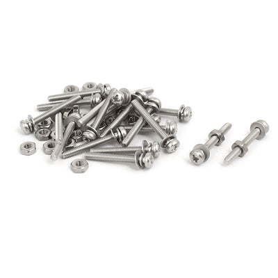 uxcell Uxcell M2.5x20mm 304 Stainless Steel Phillips Pan Head Bolt Screw Nut w Washer 20 Sets