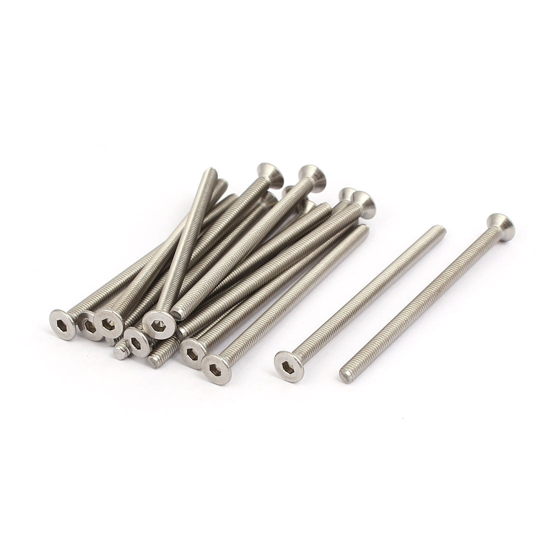 uxcell Uxcell M3x50mm 316 Stainless Steel Flat Head Hex Socket Cap Screws Silver Tone 15pcs