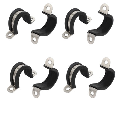 Harfington Uxcell 22mm Dia Rubber Lined U Shaped 304 Stainless Steel Pipe Clip Hose Clamp 8pcs