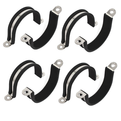 Harfington Uxcell 40mm Dia Rubber Lined U Shaped 304 Stainless Steel Pipe Clip Hose Clamp 8pcs