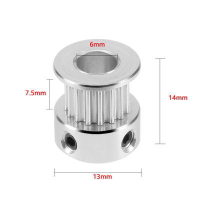 Harfington Uxcell Aluminum  16 Teeth 6mm Bore Timing Belt Pulley Flange Synchronous Wheel for 3D Printer