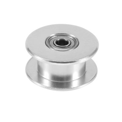 Harfington Uxcell Aluminum 3mm Bore Toothless Timing Belt Pulley with Ball Bearing