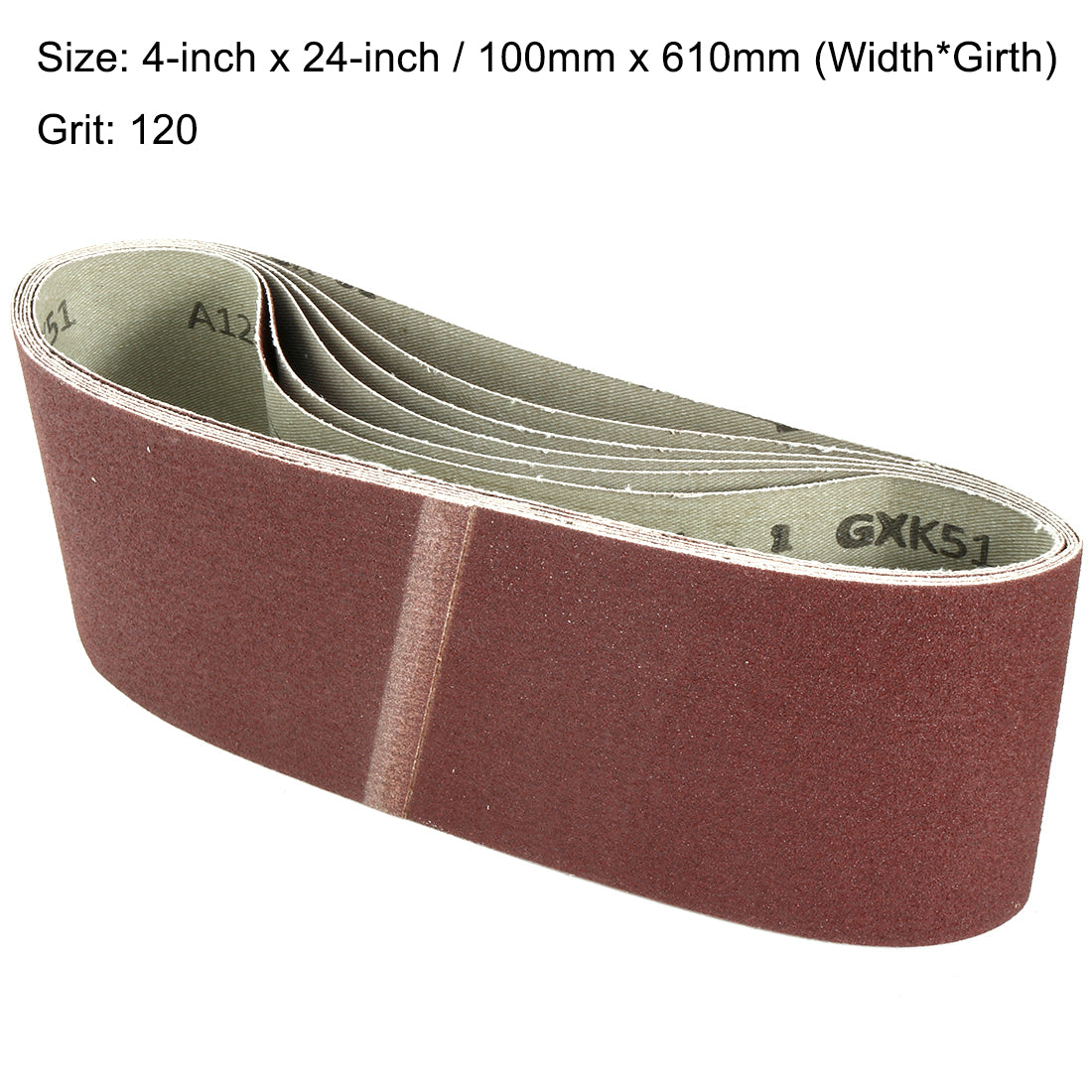 uxcell Uxcell 4-Inch x 24-Inch Aluminum Oxide Sanding Belt 120 Grits Lapped Joint 6pcs