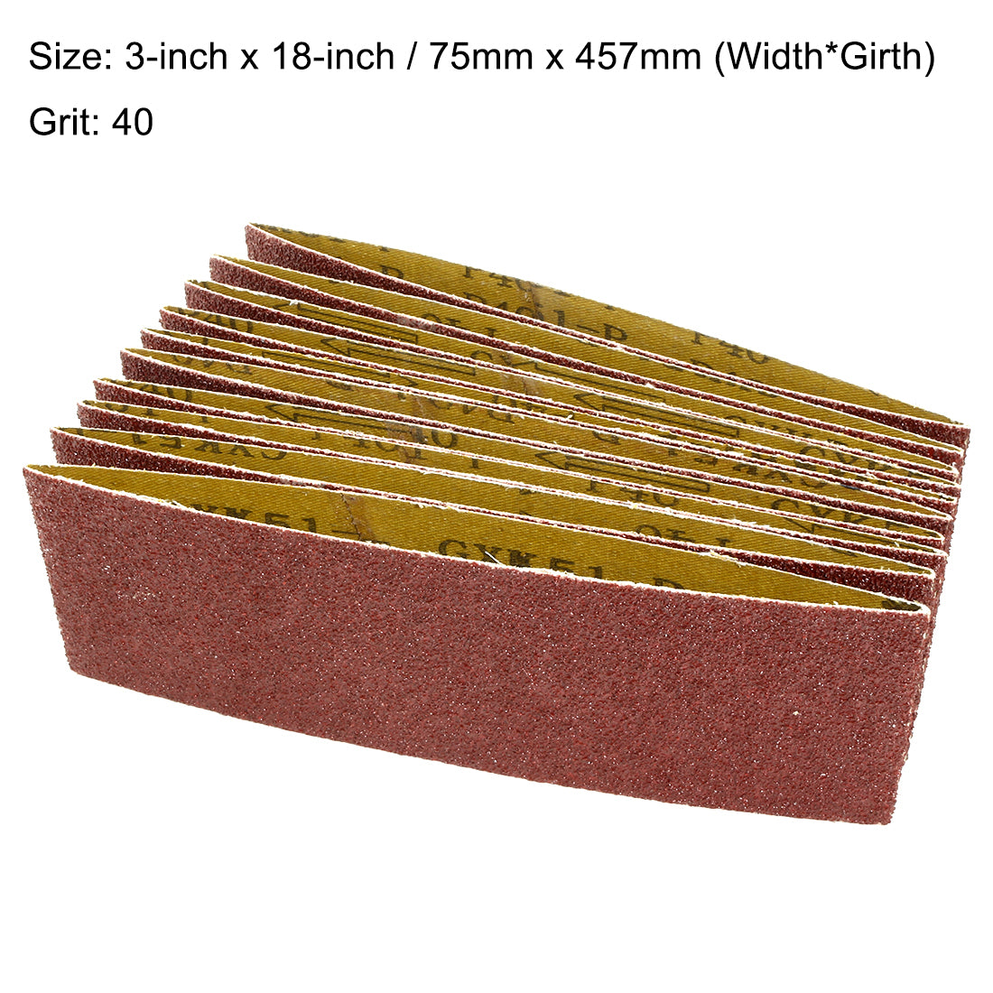 uxcell Uxcell 3-Inch x 18-Inch Aluminum Oxide Sanding Belt 40 Grits Lapped Joint 10pcs