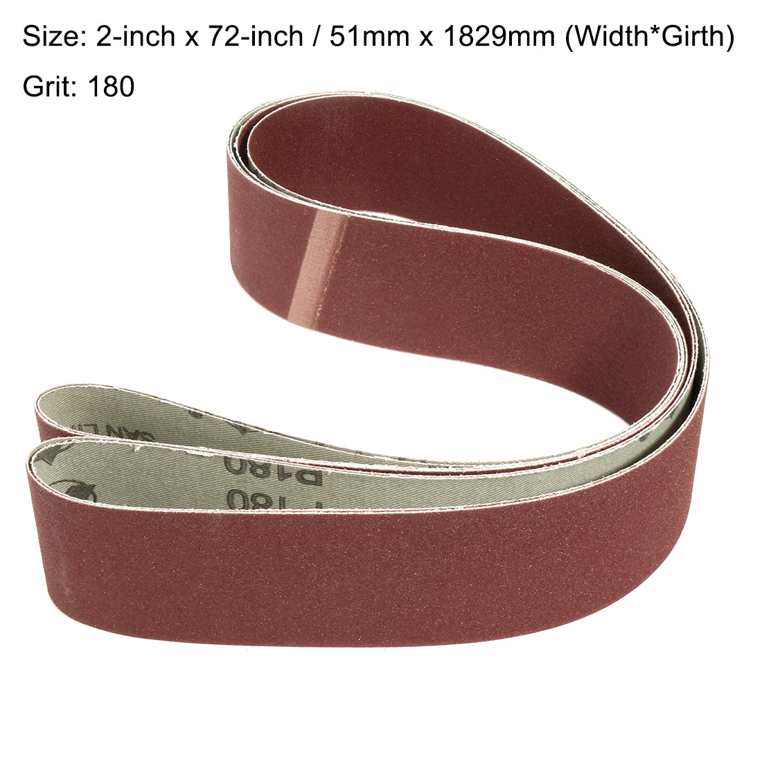 uxcell Uxcell 2-Inch x 72-Inch Aluminum Oxide Sanding Belt 180 Grits Lapped Joint 2pcs