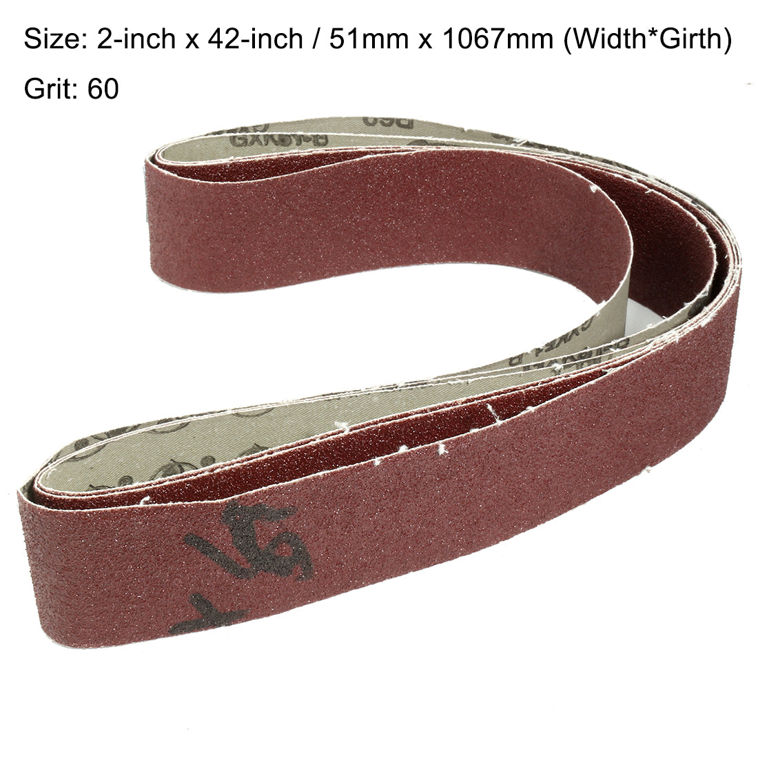 uxcell Uxcell 2-Inch x 42-Inch Aluminum Oxide Sanding Belt 60 Grits Lapped Joint 3pcs