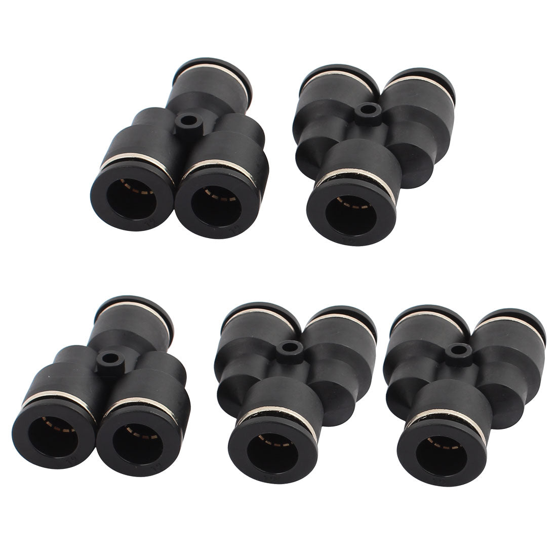 uxcell Uxcell 5Pcs Y Type Pneumatic Air 3 Way Quick Fittings Connector 12mm Tube Hose