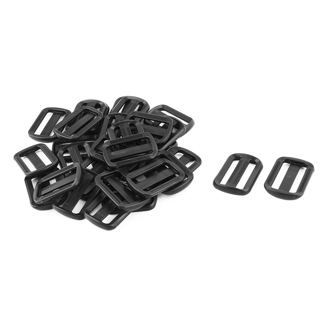 uxcell Uxcell Outdoor Plastic Adjustable Backpack Strap   Glide Buckle Black 1.9 Inches Length 30pcs