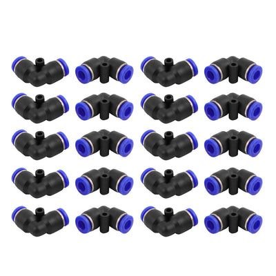uxcell Uxcell 20Pcs 6mm Dia L Type Tube Hose Pneumatic Air Quick Fitting Push In Connector