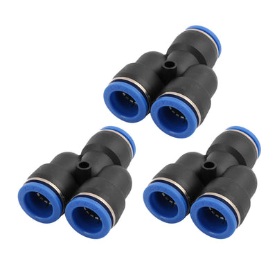 Harfington Uxcell 3Pcs 16mm Dia Y Type 3 Ways Tube Hose Pneumatic Air Quick Fitting Push In Connector