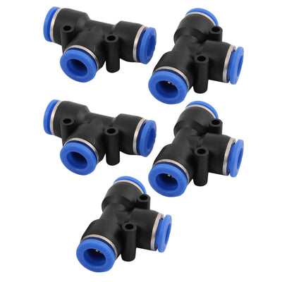 uxcell Uxcell 5Pcs 10mm Dia T Type 3 Ways Tube Hose Pneumatic Air Quick Fitting Push In Connector