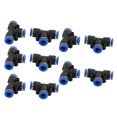 uxcell Uxcell 10Pcs 8mm Dia T 3 Ways Type Tube Hose Pneumatic Air Quick Fitting Push In Connector