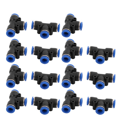 uxcell Uxcell 15Pcs 8mm Dia T 3 Ways Type Tube Hose Pneumatic Air Quick Fitting Push In Connector
