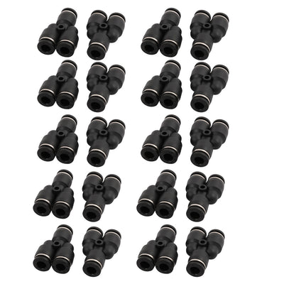 Harfington Uxcell 20Pcs Y Type Pneumatic Air 3 Way Quick Fittings Connector for 6mm Dia Tube Hose