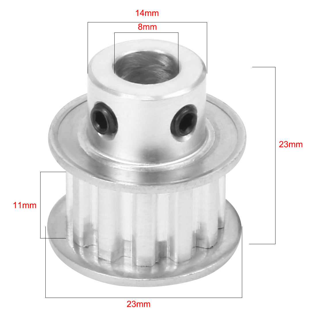 uxcell Uxcell Aluminum 12 Teeth 8mm Bore 5.08mm Timing Belt Pulley for 10mm Belt