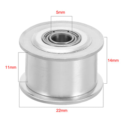 Harfington Uxcell Aluminum 3 M 20T 5mm Bore Toothless Timing Idler Belt Pulley Flange Synchronous Wheel for 10mm Timing Belt