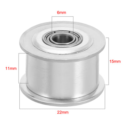 Harfington Uxcell Aluminum 3 M 20T 6mm Bore Toothless Timing Idler Belt Pulley Flange Synchronous Wheel for 10mm Timing Belt