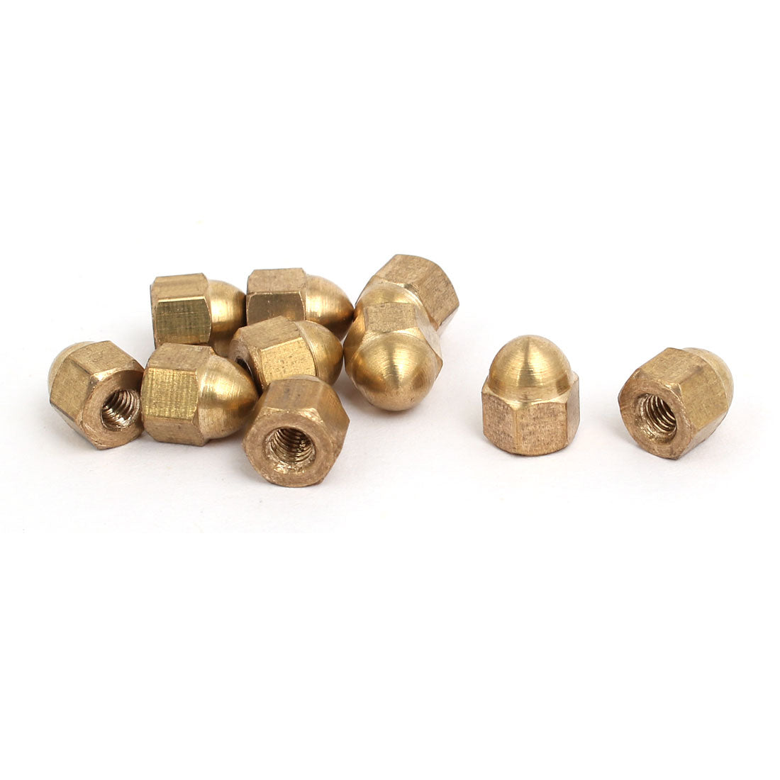 uxcell Uxcell 10pcs M3 Female Thread Nut DIN1587 Dome Cap Head Hex Brass Tone