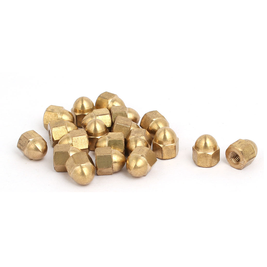 uxcell Uxcell 20pcs M3 Female Thread Nut DIN1587 Dome Cap Head Hex Brass Tone