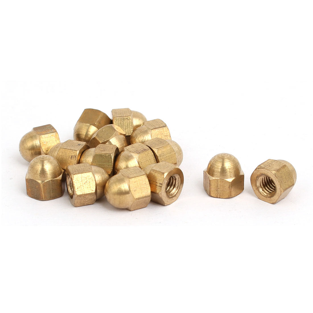 uxcell Uxcell 15pcs M4 Female Thread Nut DIN1587 Dome Cap Head Hex Brass Tone