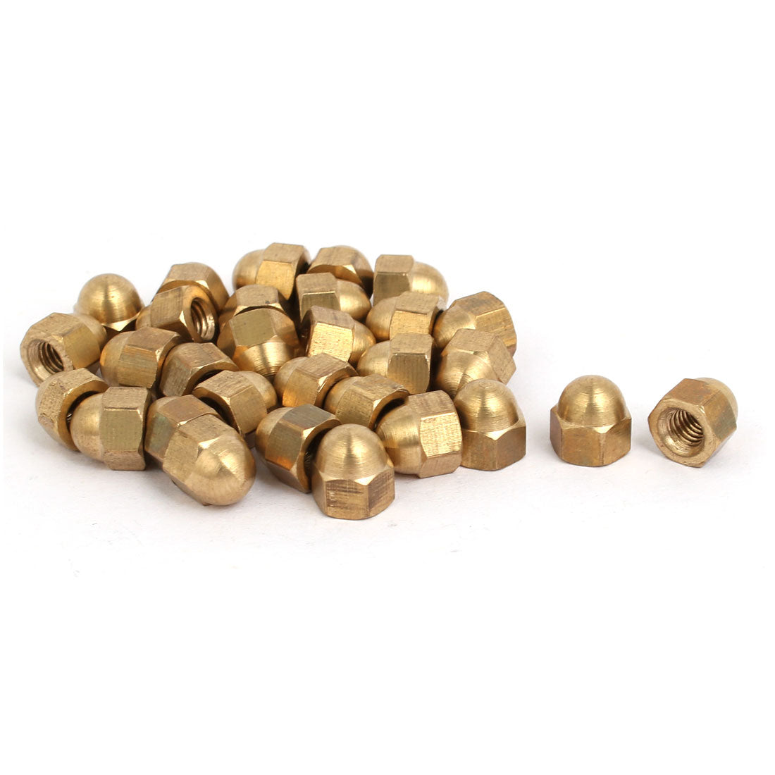 uxcell Uxcell 30pcs M4 Female Thread Nut DIN1587 Dome Cap Head Hex Brass Tone