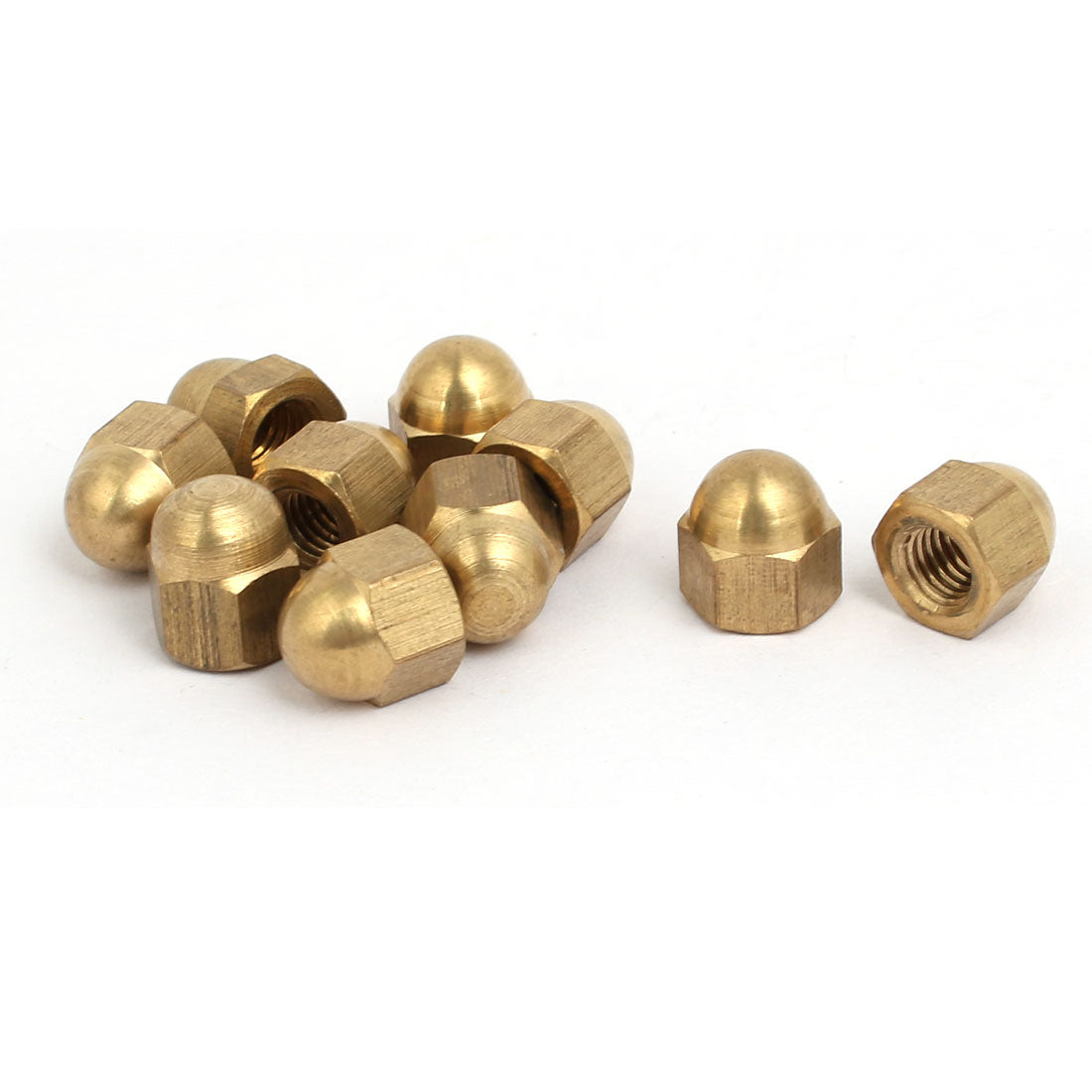 uxcell Uxcell 10pcs M5 Female Thread Nut DIN1587 Dome Cap Head Hex Brass Tone
