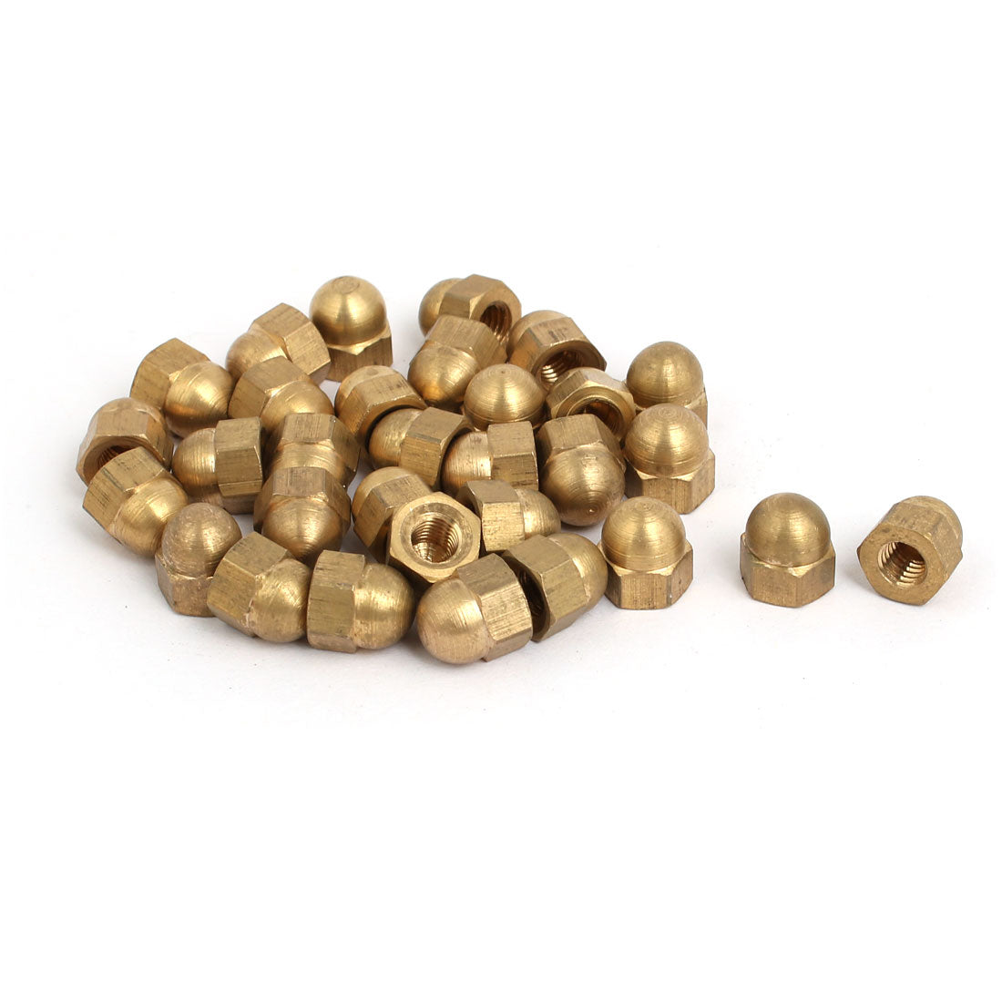 uxcell Uxcell 30pcs M5 Female Thread Nut DIN1587 Dome Cap Head Hex Brass Tone